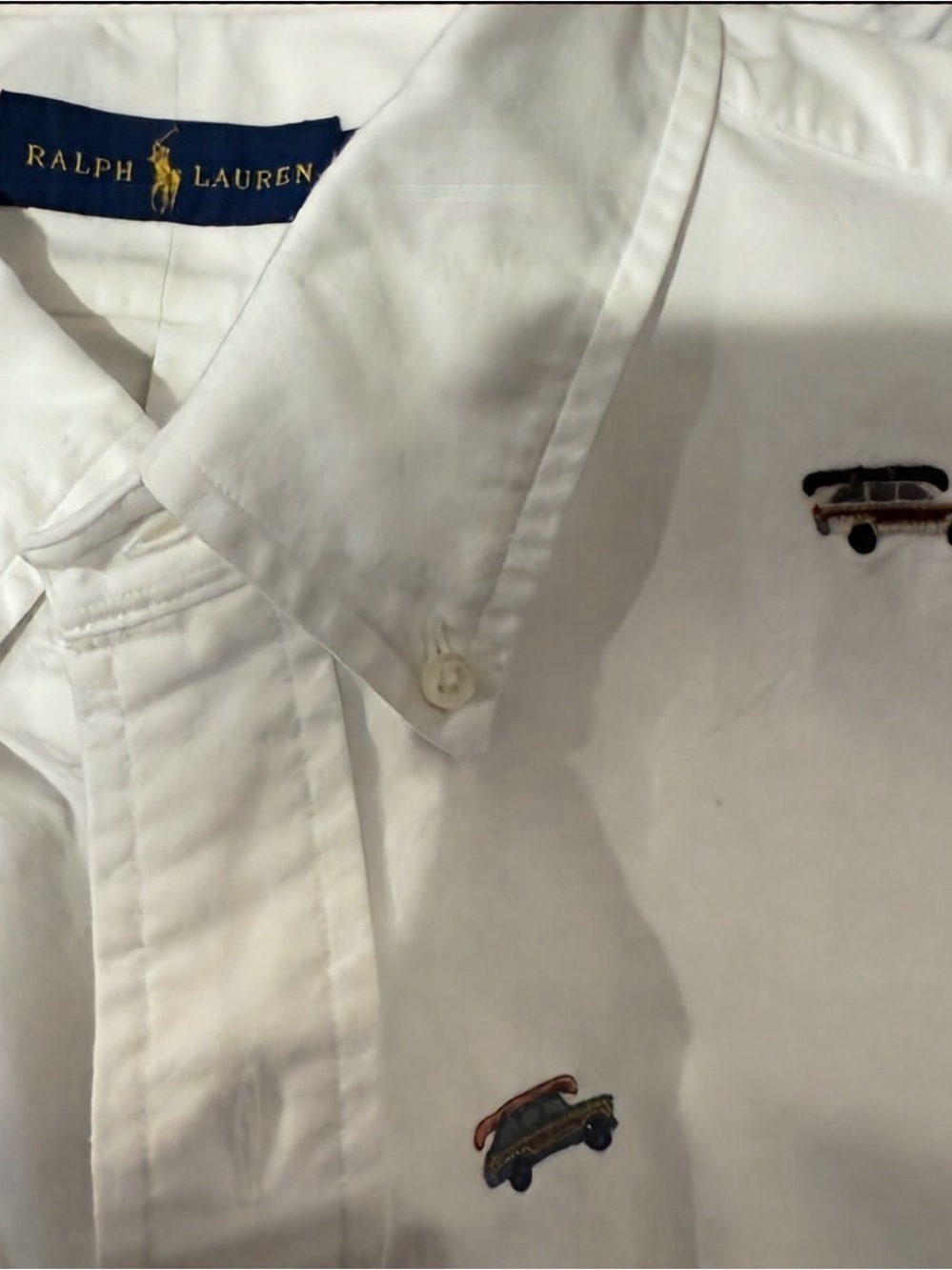 Ralph Lauren Polo Shirt Men’s 2XB Big & Tall White Woody Car Canoe Embroidered